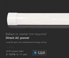 V-TAC LED linearna svetilka 120cm 30W 3000k 4500lm IP20 VT
