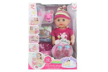 Dojenček 30 cm, ki pikira z zvokom in dodatki