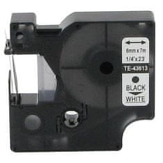 Toner123 Kompatibilen trak za Dymo D1 43613 / LabelManager / LabelPoint / LabelWriter / Rhino / MobileLabeler 6mm (1/4") x 7m - črn izpis / bel trak