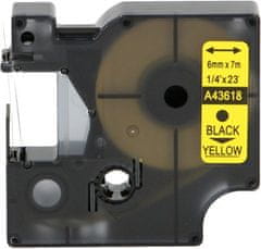 Toner123 Kompatibilen trak za Dymo D1 43618 / LabelManager / LabelPoint / LabelWriter / Rhino / MobileLabeler 6mm (1/4") x 7m - črn izpis / rumen trak