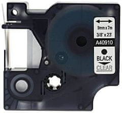 Toner123 Kompatibilen trak za Dymo D1 40910 / LabelManager / LabelPoint / LabelWriter / Rhino / MobileLabeler 9mm (3/8") x 7m - črn izpis / prozoren trak