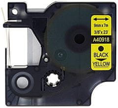 Toner123 Kompatibilen trak za Dymo D1 40918 / LabelManager / LabelPoint / LabelWriter / Rhino / MobileLabeler 9mm (3/8") x 7m - črn izpis / rumen trak