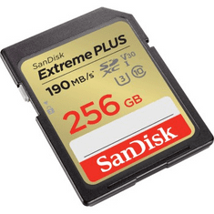 SanDisk Extreme PLUS 256 GB pomnilniška kartica SDXC 190 MB/s in 130 MB/s, UHS-I, razred 10, U3, V30