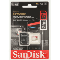 SanDisk Extreme microSDXC 128 GB + SD adapter 190 MB/s in 90 MB/s A2 C10 V30 UHS-I U3