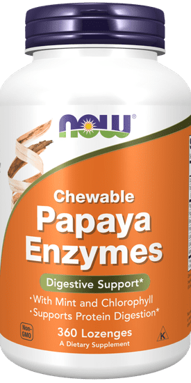 NOW Foods Papaya Enzymes, naravni prebavni encimi, 360 pastil