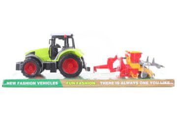 Traktor s prikolico za sejalnico