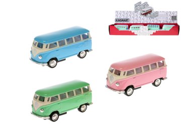 Kovinski avtobus VW Classical 1962 1:64 na vzvratni pogon, 7 cm - mešane barve (zelena, modra, roza)