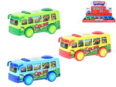 Avtobus 12 cm na vztrajniku gibljive slike v oknih - mešanica barv (zelena, rumena, modra)
