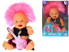 Mikro Trading Lutka 23 cm z roza punk frizuro in kitaro v škatli