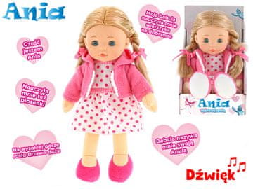 Lutka Ania 31 cm mrkajoče mehko telo na baterije govori