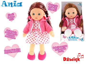 Lutka Ania 31 cm mrkajoče mehko telo na baterije govori