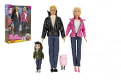 Teddies Lutka s punčko 30cm in otrokom - družinska plastika