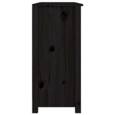 Vidaxl Komoda črna 100x35x74 cm trdna borovina