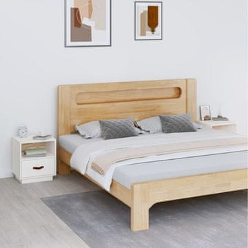 Vidaxl vidaXL Nočne omarice, komplet 2, bele, 40x34x45 cm, masiven borov les