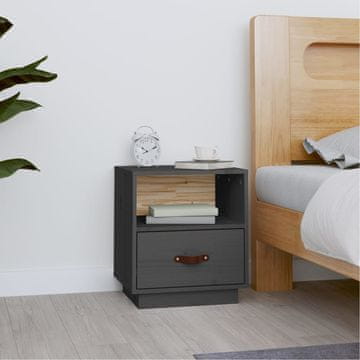Vidaxl vidaXL Nočna omarica siva 40x34x45 cm masivni borov les