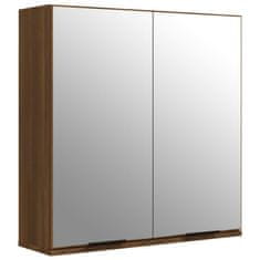 Greatstore Kopalniška omarica z ogledalom rjavi hrast 64x20x67 cm