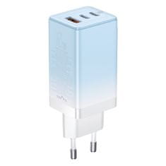 BASEUS hitri polnilec gan 2 x usb tipa c / usb 65w qc pd modra (ccgp050103) + usb tipa c 100w kabel za hitro polnjenje 1m modra