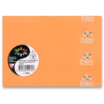 Clairefontaine Barvna ovojnica, C6, samolepilna, 20 kosov - oranžna