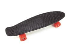 Teddies Skateboard - pennyboard 60 cm, nosilnost 90 kg, kovinske osi, črna barva, oranžna kolesa