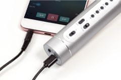 Teddies Mikrofon za karaoke Bluetooth s srebrno baterijo in kablom USB
