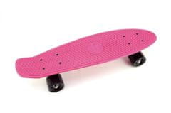 Teddies Skateboard - pennyboard 60 cm, nosilnost 90 kg, kovinske osi, roza barva, črna kolesa