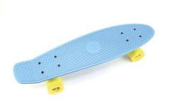 Teddies Deskarska deska - pennyboard 60 cm, nosilnost 90 kg, kovinske osi, modra barva, rumena kolesa