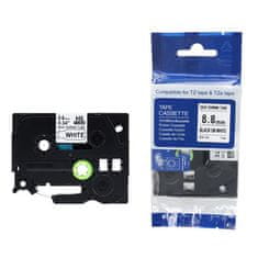 Toner123 Kompatibilen trak (cev) za Brother HSe-221 / HS-221 / PT / P-Touch 8,8mm, termoskrčljiv (heat shrink tube) - črn izpis / bel trak (cev)