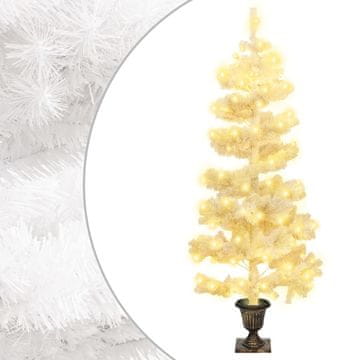 shumee vidaXL Umetna osvetljena novoletna jelka z loncem bela 120 cm PVC