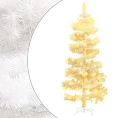Vidaxl Umetna osvetljena novoletna jelka s stojalom bela 150 cm PVC