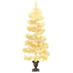 Vidaxl Umetna osvetljena novoletna jelka z loncem bela 120 cm PVC