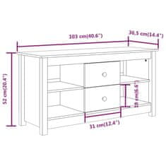 Vidaxl TV omarica bela 103x36,5x52 cm trdna borovina