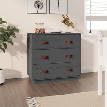 Vidaxl vidaXL Predalnik, siv, 80x40x75 cm, masiven borov les