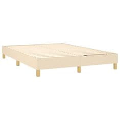 Vidaxl Box spring postelja z vzmetnico krem 140x190 cm blago