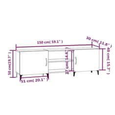 Vidaxl TV omarica visok sijaj bela 150x30x50 cm inženirski les