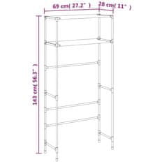 Vidaxl 2-nadstropni regal za nad pralni stroj siv 69x28x143 cm železo