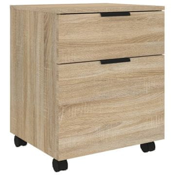 Vidaxl Pisarniška omarica na kolesih sonoma hrast 45x38x54 cm inž. les