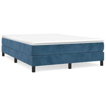Vidaxl Posteljni okvir z vzmetmi temno moder 140x190 cm žamet