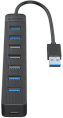 Orico USB hub s 7 vhodi, USB 3.0, 1,5 m, črn (TWU3-7A-15-BK-EP)