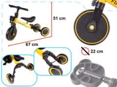 Ikonka Aga Trike Fix Mini tekaški tricikel 3v1 s pedali rumena