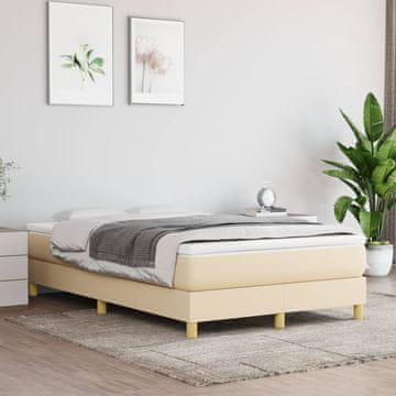 shumee vidaXL Posteljni okvir brez vzmetnice, kremne barve, 120x200 cm, oblazinjen s tkanino