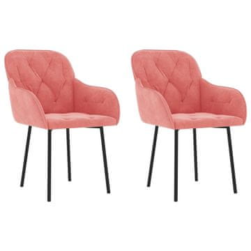 Vidaxl Jedilni stoli 2 kosa roza žamet