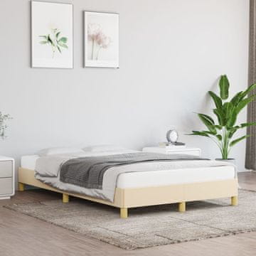 shumee vidaXL Posteljni okvir brez vzmetnice, kremne barve, 120x200 cm, oblazinjen s tkanino