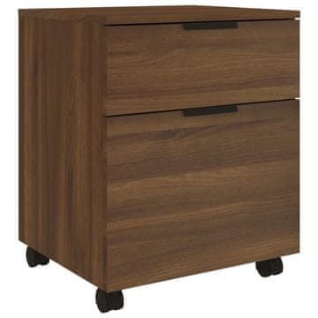 Vidaxl Pisarniška omarica na kolesih rjavi hrast 45x38x54 cm inž. les