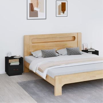 Vidaxl vidaXL Nočne omarice, komplet 2, črne, 40x34x45 cm, masiven borov les