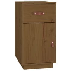 Vidaxl Pisalna miza z omaricama med. rjava 135x50x75 cm trdna borovina
