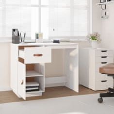 Vidaxl Pisalna miza bela 95x50x75 cm trdna borovina