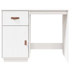Vidaxl Pisalna miza bela 95x50x75 cm trdna borovina