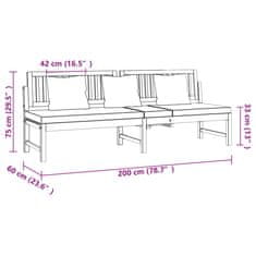 Greatstore Dnevna postelja s krem blazino 200x60x75 cm akacijev les