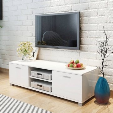 Vidaxl TV omarica visok sijaj bela 140x40,3x34,7 cm