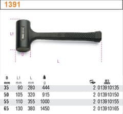 Beta Brezzračno kladivo z gumijasto prevleko 35 mm